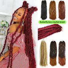 24 英寸蝴蝶辫钩针辫子 Meche 人造辫子钩针辫子接发软辫卷发辫子合成头发 - 彩色 - 查看 1