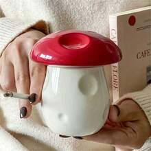 1 件带盖手工陶瓷蘑菇烟灰缸 - 防风，现代设计，白色、红色、棕色或黑色 - 适合室内/室外使用，非常适合家庭办公桌装饰和独特的礼物创意，户外烟灰缸 | 时尚吸烟配件 | 耐用陶瓷，便携式烟灰缸 - 彩色 - 查看 8