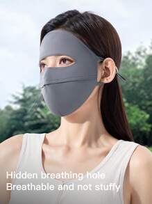 GOLOVEJOY 1pc Summer New Full Face Sun Protection Mask, Ice Cooling Breathable UV-Proof Mask, Solid Color Elegant Face & Eye Shade, Unisex, Suitable For Cycling, Driving, Hiking, Outdoor Sports