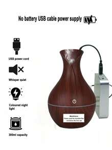 1入組，木瓶形狀USB加濕器，200毫升小型家用辦公室，寧靜的臥室、桌面、學生香氛，7才藝氛圍燈，真正的精油，適合孕婦、男孩和女孩的禮物，空調房間，噴霧