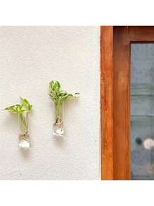 6pcs (With Hooks) Wall Hanging Glass Plant Terrariums, Cylindrical Shape - For Propagating Hydroponics Plants, Home Office Garden Wedding Decor, Suitable For Daily Use & Easter