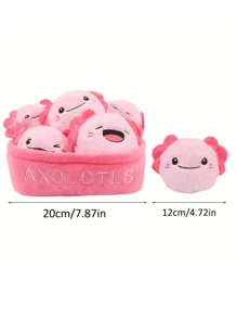 Molutian 万圣节迷人 6 件装毛绒玩具系列带篮子 - 水豚、猫、草莓兔、恐龙和墨西哥钝口螈 非常适合节日礼物派对挂饰家居摆设 一篮子毛绒玩具和 5 个小宝宝圣诞礼物、墨西哥钝口螈、动物、婴儿篮子