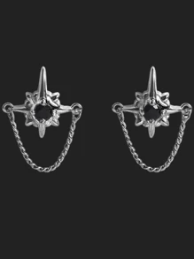 1 Pair Copper Cluster Shape Stud Earrings, Punk Style Shiny Earring Accessories For Men, Suitable For Daily, Vacation, Party Occasions, Birthday & Festival Gifts