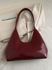 高端漆皮腋下包，简约女士长方形手提包活动