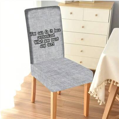 Customizable Any Text Or Name, Modern & Minimalist Solid Color Polyester Chair Cover, Washable, Elastic, Reusable For Outdoor, Picnic, Camping, Dining Table, Coffee Table, Party, Festival, And Ideal Gift
