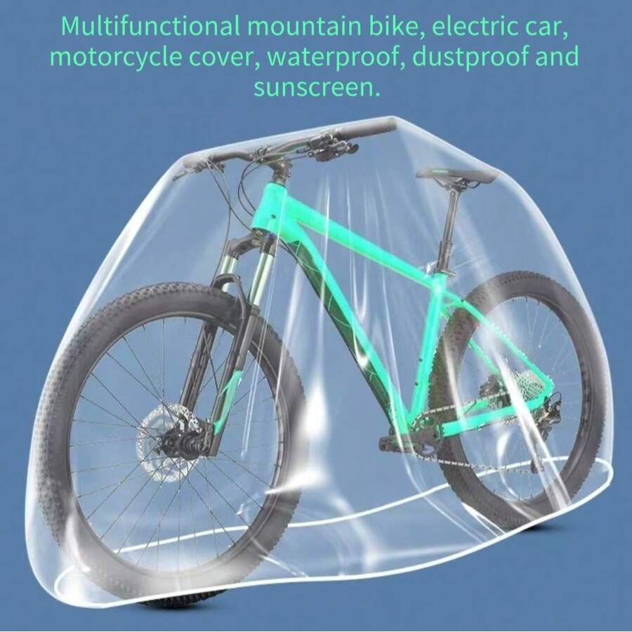 10 piezas/5 piezas/1 pieza Cubierta de bicicleta de plástico transparente, refugio para bicicleta, protector de bicicleta, adecuado para 1 a múltiples bicicletas, ligero, compacto, fácil de transportar, proporciona protección contra la lluvia y el polvo, aplicable para bicicletas de montaña, bicicletas eléctricas, bicicletas de carretera y equipos de gimnasio (interior y exterior) - Multicolor - Ver 1