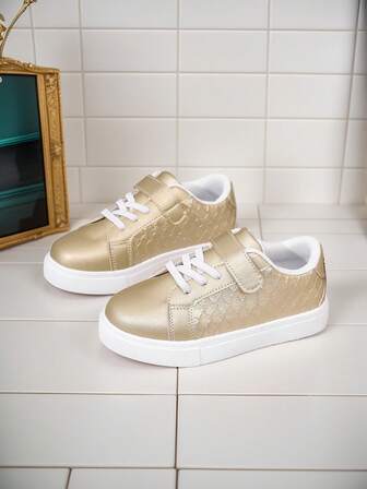 Children's Fashion New Spring/Autumn Versatile Fish Scale Pattern Hook And Loop Sports Shoes, Non-Slip Casual Sneakers