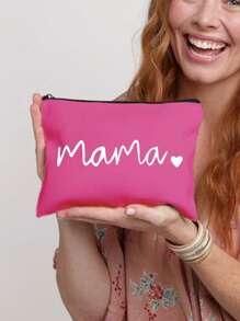 Printed With Letters Mama Multi Functional Canvas Bag, Makeup Bag - Lightweight And Odorless Polyester Travel Wash Bag,Portable Makeup Bag, Perfect Travel Organizer For Cosmetics And Stationery, Canvas Bag,Fashionable Multifunctional Makeup Bag, Mother Makeup Bag, Travel Essentials, Dormitory Supplies, Bathroom Storage, Jewelry Storage, Lip Oil And Cosmetics Storage Bag School Supplies Pouch Make Up Bag Holiday Essentials,Mother's Day Gift