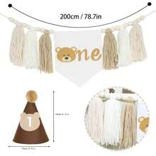 3Pcs 1/2 Birthday Bear Themed High Chair Banner, 1/2 Birthday Party Hat, DIY Bear Happy Birthday Bunting, 6 Months Birthday Party Decorations, 1st Birthday High Chair Banner, 1st Birthday Party Decorations, For Birthday Party Decor, Birthday Gifts, Photo Backdrop