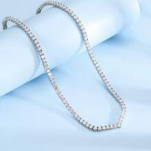 MDFUN Dây chuyền nữ hình chữ V đính đá Cubic Zirconia, mạ vàng trắng 18K, đá Cubic Zirconia tròn 4.0mm, thích hợp cho đám cưới và các dịp chơi tennis. - trắng - Xem 6