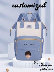 Customized Backpack, Mommy Bag, Travel Bag, Essentials For Baby Care, Customized Name, DIY, Solid Color, Minimalist, Large Capacity, Lightweight, School, Student, Travel, Outdoor, Multi-Pocket Design, Gift, Unique, Nylon - Multicolor - View 16
