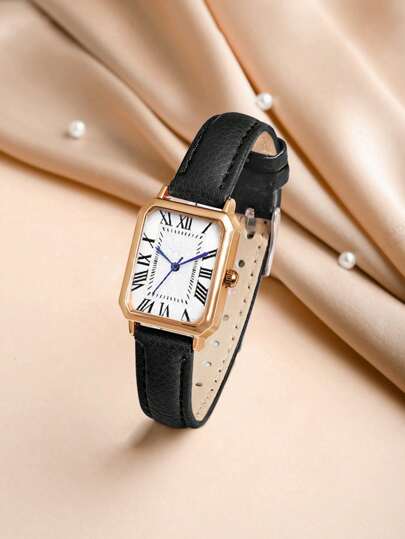 Vintage Pointer Quartz Watch, High End Minimalist Square Dial, Birthday