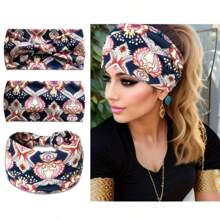 Tropical Printed Fashion Knotted Headband, Suitable For Women & Girls, Colorful Headbands, Sports Headbands, Yoga Hair Accessories, Comfortable Non-Slip Elegant Printed Sports Headband, Boho Style