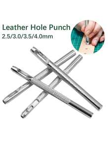 Juego de 4 perforadores de agujeros para cinturones (2.5 mm + 3 mm + 3.5 mm + 4 mm) Kit de perforadores de agujeros redondos para, correas de reloj, bolsas de cinturón, herramientas manuales galvanizadas multiusos para bricolaje
