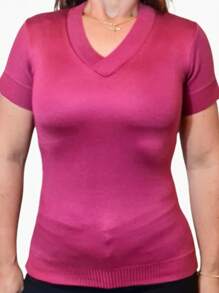 Women's Short Sleeve Blouse | Short Sleeve Blouse | Summer Blouse | Short Sleeve Elastane Blouse - Xem 3