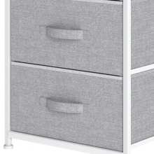Commode, 4 Tiroirs en Tissu Commode Chambre Meuble de Rangement, Cadre en Métal,pour Chambre à Coucher, Salon,Gris Profond