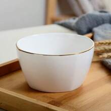 4.5inch Gold-Edged Ceramic Square Bowls, 3pcs/Set, Microwave Friendly Porcelain Rice Bowls, Soup/Ramen/Salad Bowls, Creative Japanese-Style Gold Rim Small Bowls