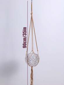 1入組編織園藝綠化植物掛繩,麻繩配鐵環,長35英寸,適用於掛花盆和掛籃 - 棕色 - 查看 3