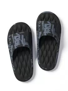 Soft Slippers Unisex Home Slippers Indoor & Outdoor Wear, Black/White, Sizes 48-49, Random Printed Designs