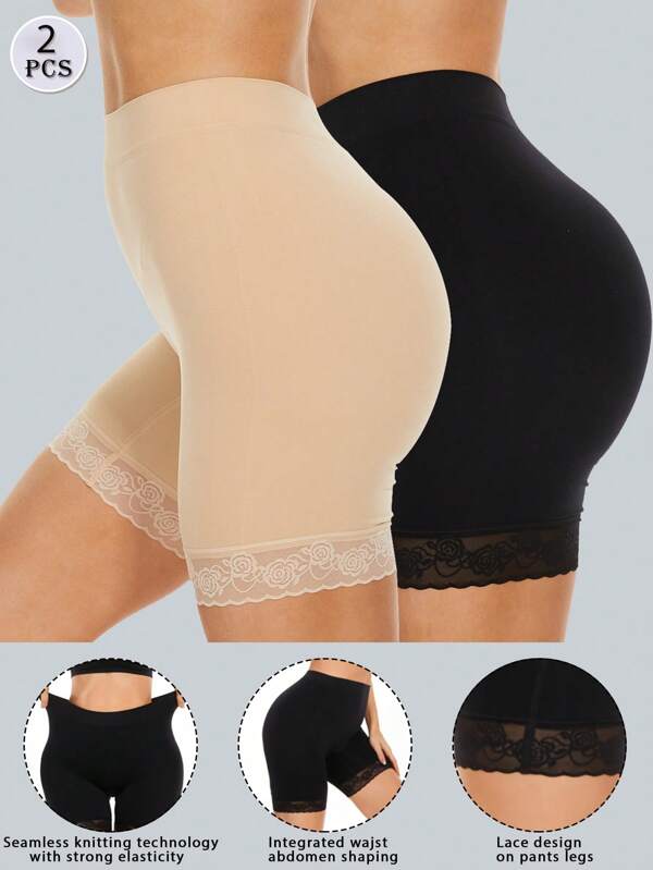 2 Pezzi Pantaloncini da donna da indossare sotto gli abiti, Pantaloncini aderenti senza cuciture per yoga/bicicletta/allenamento