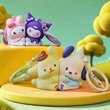 Sanrio Sanrio Magnetic Keychains - My Melody And Kuromi, Pochac And Popopulin - Cute Animal Themed Silicone Pendants For Couples, Suitable For Keys, Bags And Backpacks - Perfect Gifts For Couples And Girlfriends, Small Gifts For Valentine's Day, Chinese New Year, Easter And Other Festivals