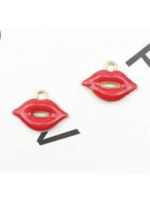 10 Pieces Alloy Red Lip Enamel Charms Pendants DIY Necklace Jewelry Accessories - Red - View 4