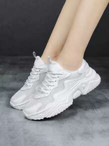 2025 Spring & Autumn New Casual Sports Shoes, Breathable Chunky Sneakers, Fashionable Soft Sole Running Shoes For Women - White - View 4