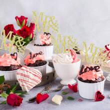 12 piezas Mr & Mrs Decoraciones para cupcakes con purpurina dorada, adecuados para bodas, baby showers, cumpleaños, Día de la Madre, aniversarios, San Valentín, Navidad y talla grande.