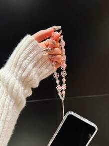 Flower 1pc 粉色清新花卉蝴蝶结透明防震手机壳带挂绳，兼容三星 Galaxy A54 5G、A52、A14、A15、A12、S22、S21、A33 5G、A50、S24、S23 系列，适合男女作为礼物