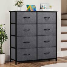 Yitahome Commode, 8 Tiroirs en Tissu Commode Chambre Meuble de Rangement, Cadre en Métal,pour Chambre à Coucher, Salon,Gris Profond - Noir Gris - Voir 1