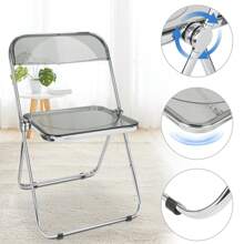 Silla plegable, 46*46*75cm, silla transparente de acrílico para comedor, sala de estar, asiento de sillón apilable para sala de estar - Gris - Ver 10