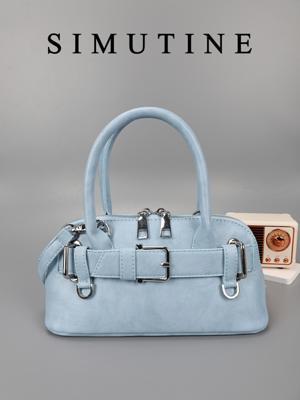 1 peça SIMUTINE Bolsa de mão com zíper de PU de alta qualidade e cor sólida, design de alça elegante, bolsa tote casual feminina, bolsa transversal em formato de concha da moda