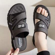 Men Plus Size Unisex Flat Casual Sandals Non-Slip Outdoor Beach Buckle Slippers Fashionable And Comfortable Japanese-Style PVC Shoes - Dark Grey - View 2