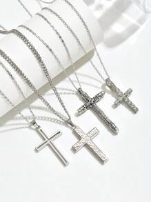 4件套时尚大气元素混合女士多层不锈钢项链套装复活节主题女士配饰