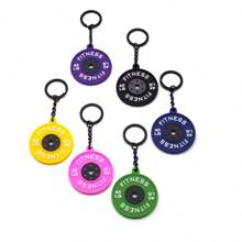 1pc Creative Cute Fitness Series Barbell Dumbbell Pendant Key Chain, Backpack Accessory - Multicolor - View 1