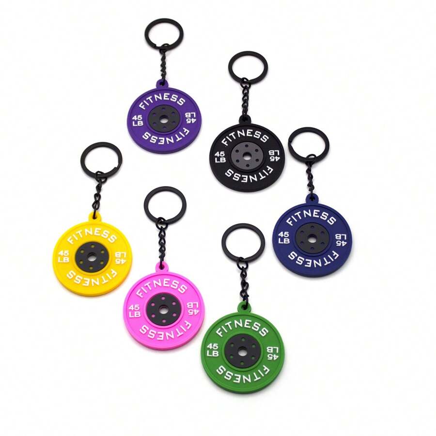 1pc Creative Cute Fitness Series Barbell Dumbbell Pendant Key Chain, Backpack Accessory - Multicolor - View 1