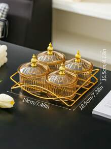 1 Stück goldfarbiger runder PS-Material Snack Tablett Set mit 2/3/4 Fächern - Champagnerfarben - Übersicht 20