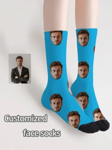 1 Pair Custom Face Socks, Custom Photo Sock, Custom Printed Socks, Personalized Funny Face Socks, Custom Picture Socks, Put Any Face On The Socks, Anniversary Gift, Valentine Gift, Birthday Gift, Wedding Gift, Mother's Day Gift, Father's Day Gift, Best Friend Gift, Gift For Mom/Dad, Gift For Girlfriend/Boyfriend, Gift For Her/Him - Multicolor - View 2