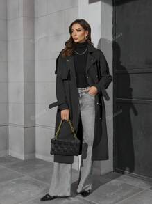 Abrigo ligero y largo tipo trinchera para mujer Risissida con cinturón - Chaqueta versátil y de estilo elegante para uso diario en otoño/invierno, prenda exterior de moda casual