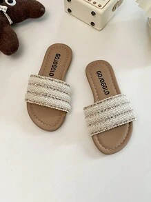 2025 Summer New Fairy Small Fragrant Slippers Girls Fashion Outside To Wear Slippers Soft Bottom Lightweight Sandals - Beige - View 3