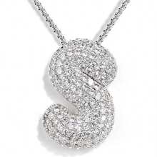 1入鑲嵌泡泡字母金鍍吊墜項鍊,26個字母供男女日常佩戴