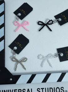 Sweet Faux Pearl Bow Charm Decorative Keychain/Handbag Accessory Bows Summer - Silver - View 4