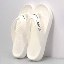 Plus Size Slipper Shoes With Thick Sole, Men's Summer 2025 New Beach Bathroom Outdoor Non-Slip Quiet No Odor Couple Flip Flops For Women Casual Wear - White - View 4