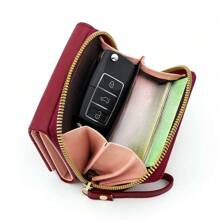 1pc New Cute Cartoon Print Compact Folding Women Small Wallet, Fresh PU Trifold Coin Purse, Fashion Ladies Accessory