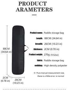 KotteSen 1pc Black 3-Section Kayak Paddle Bag, Comfortable Nylon Carry Bag, Portable Canoe Paddle Storage Case, Surfing Oar Organizer, Detachable Kayak Paddle Holder - Black - View 3