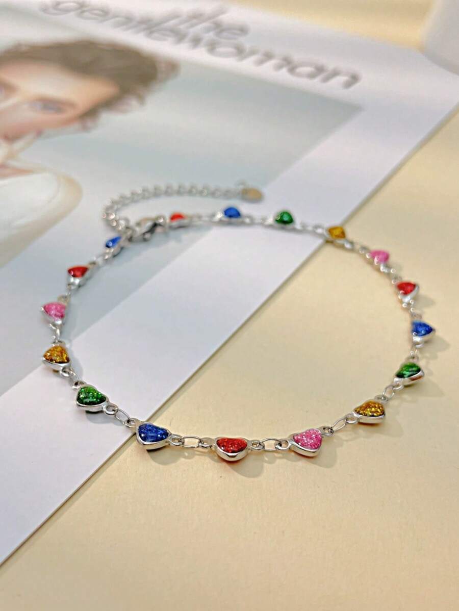 New Colored Heart Shaped Anklet, Minimalist Design, Versatile For Women - Heart Foot Ornaments - View 1