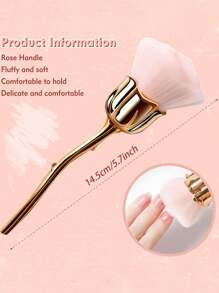 Rose Shaped Nail Brush, Multi-Purpose For Cleaning Hand Dust, Makeup Blush, Setting Powder, Easy To Carry And Clean, Suitable For Nail Salons, Personal Use, Home, And Travel As Manicure Tool Accessory - Multicolor - View 3