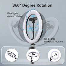 AXNEN 10-Inch LED Ring Light With 43.3-Inch Stable Tripod, Suitable For Photography, Video Shooting, Outdoor Live Streaming, Makeup, Compatible With All Smartphones - Black - View 7