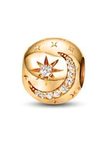 1 件 925 纯银时尚星星月亮大本钟爱心天使串珠适合手链 DIY 女士珠宝