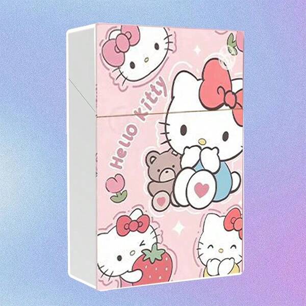 Sanrio 1 pezzo Portasigarette Hello Kitty - Scatola porta tabacco a tema gatto, resistente agli urti e impermeabile, in plastica durevole, design a cartone animato a forma di gatto, senza bisogno di alimentazione elettrica